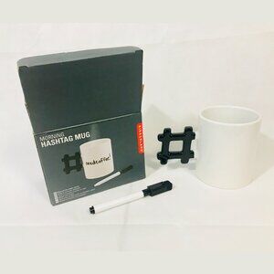 Kikkerland Morning Hashtag Mug w/ Dry Erase Marker